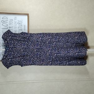 10192 Chaps blue, black & tan confetti print knit dress L